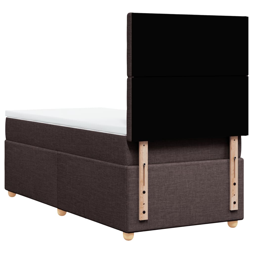 vidaXL Κρεβάτι Boxspring με Στρώμα Σκούρο Καφέ 90x200 εκ. Υφασμάτινο