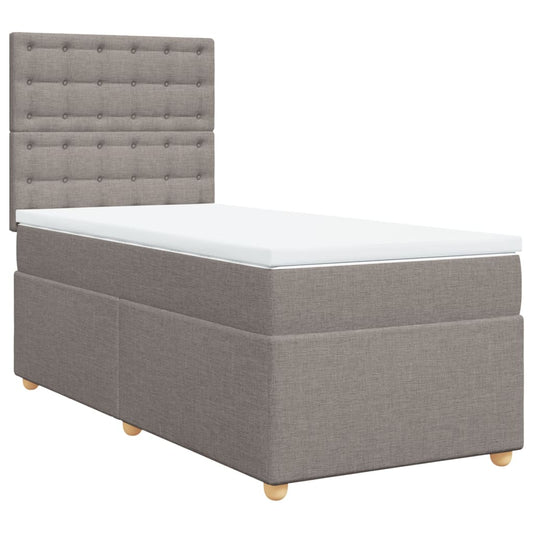 vidaXL Κρεβάτι Boxspring με Στρώμα Taupe 90x200 εκ. Υφασμάτινο