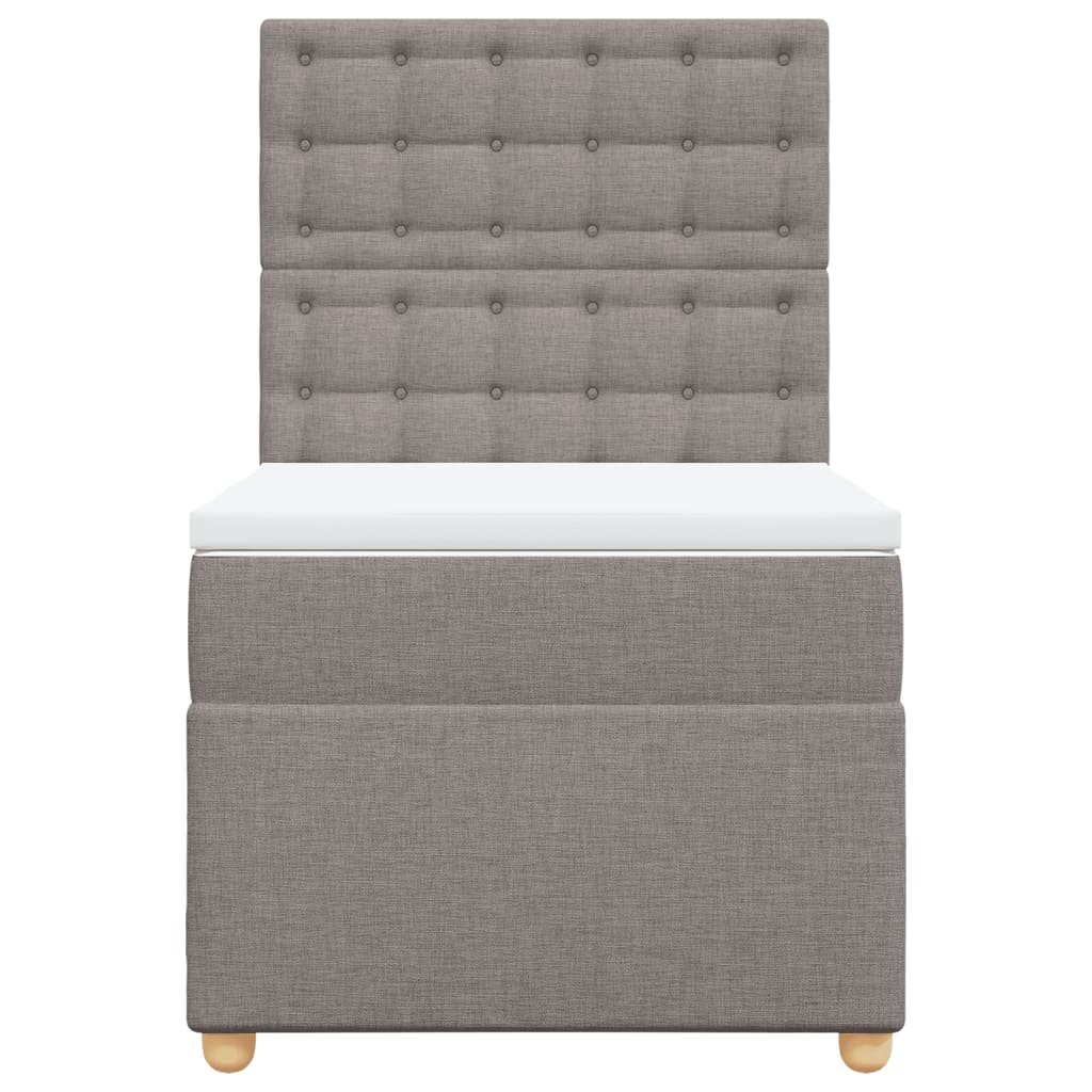 vidaXL Κρεβάτι Boxspring με Στρώμα Taupe 90x200 εκ. Υφασμάτινο