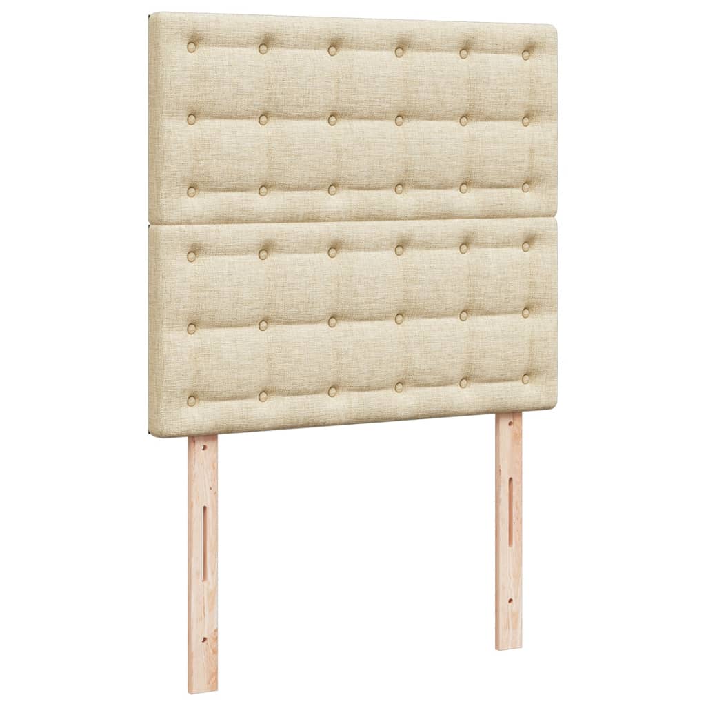 vidaXL Κρεβάτι Boxspring με Στρώμα Κρεμ 90x200 εκ.Υφασμάτινο
