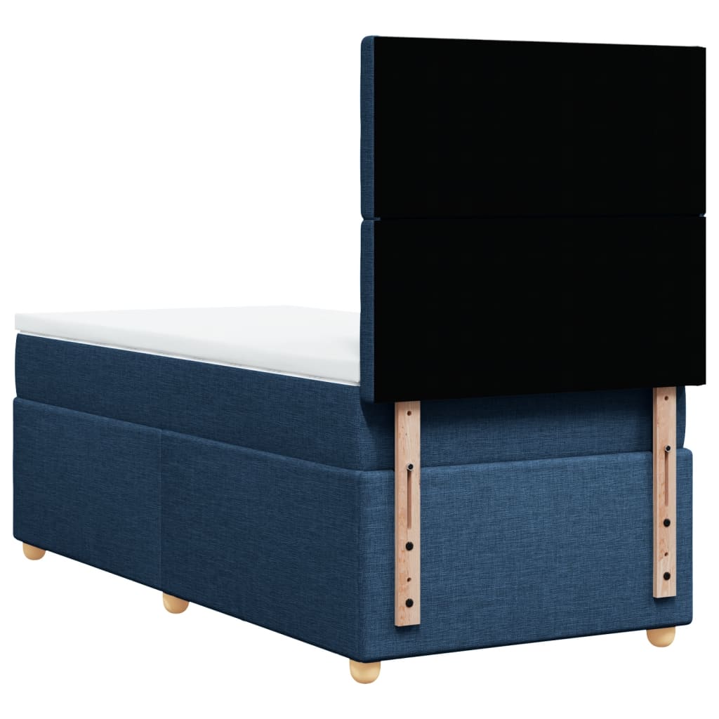 vidaXL Κρεβάτι Boxspring με Στρώμα Μπλε 90x200 εκ.Υφασμάτινο
