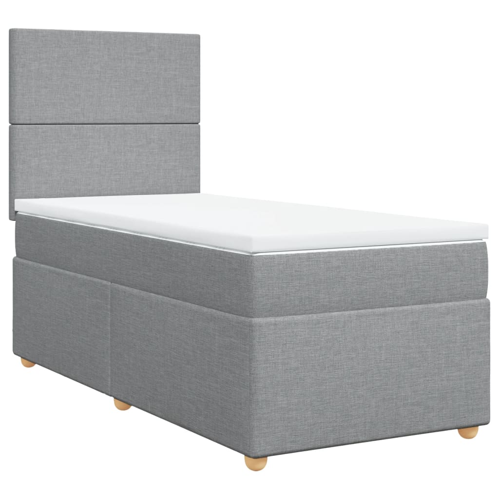 vidaXL Κρεβάτι Boxspring με Στρώμα Ανοιχτό Γκρι 100x200 εκ. Υφασμάτινο
