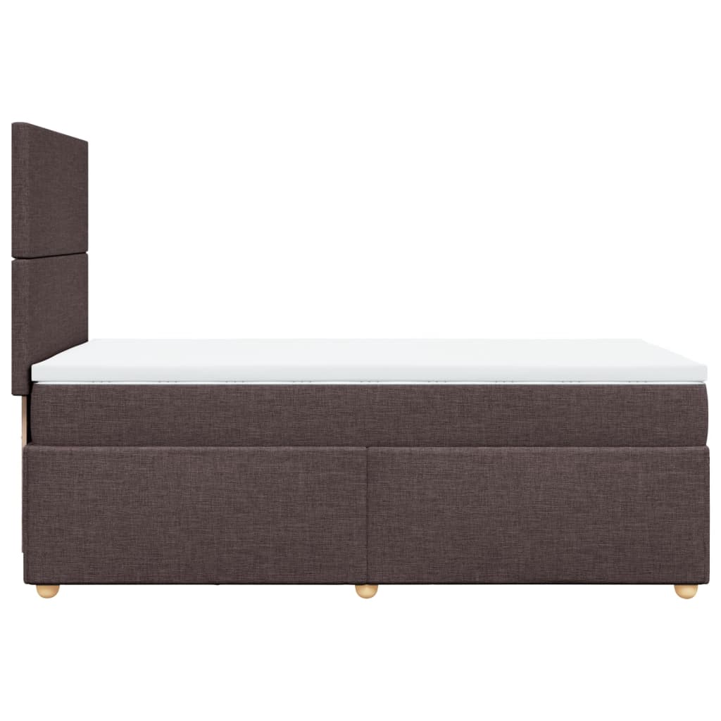 vidaXL Κρεβάτι Boxspring με Στρώμα Σκούρο Καφέ 100x200 εκ. Υφασμάτινο