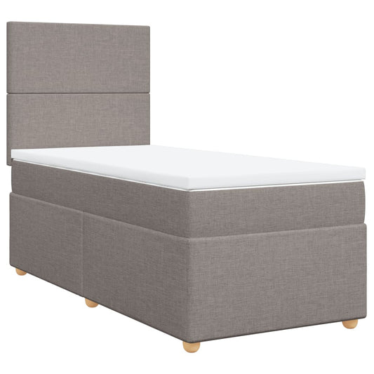 vidaXL Κρεβάτι Boxspring με Στρώμα Taupe 100 x 200 εκ. Υφασμάτινο