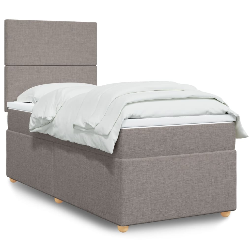 vidaXL Κρεβάτι Boxspring με Στρώμα Taupe 100 x 200 εκ. Υφασμάτινο