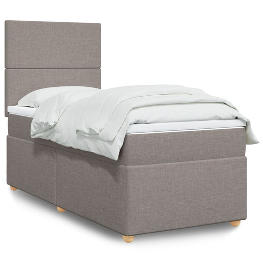 vidaXL Κρεβάτι Boxspring με Στρώμα Taupe 100 x 200 εκ. Υφασμάτινο