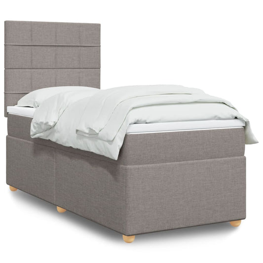 vidaXL Κρεβάτι Boxspring με Στρώμα Taupe 100 x 200 εκ. Υφασμάτινο