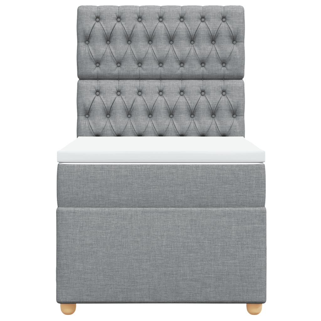 vidaXL Κρεβάτι Boxspring με Στρώμα Ανοιχτό Γκρι 100x200 εκ. Υφασμάτινο