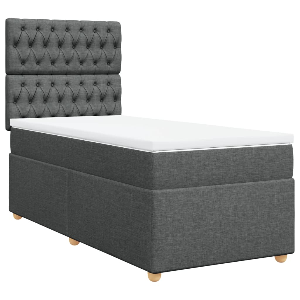 vidaXL Κρεβάτι Boxspring με Στρώμα Σκούρο Γκρι 100x200 εκ. Υφασμάτινο