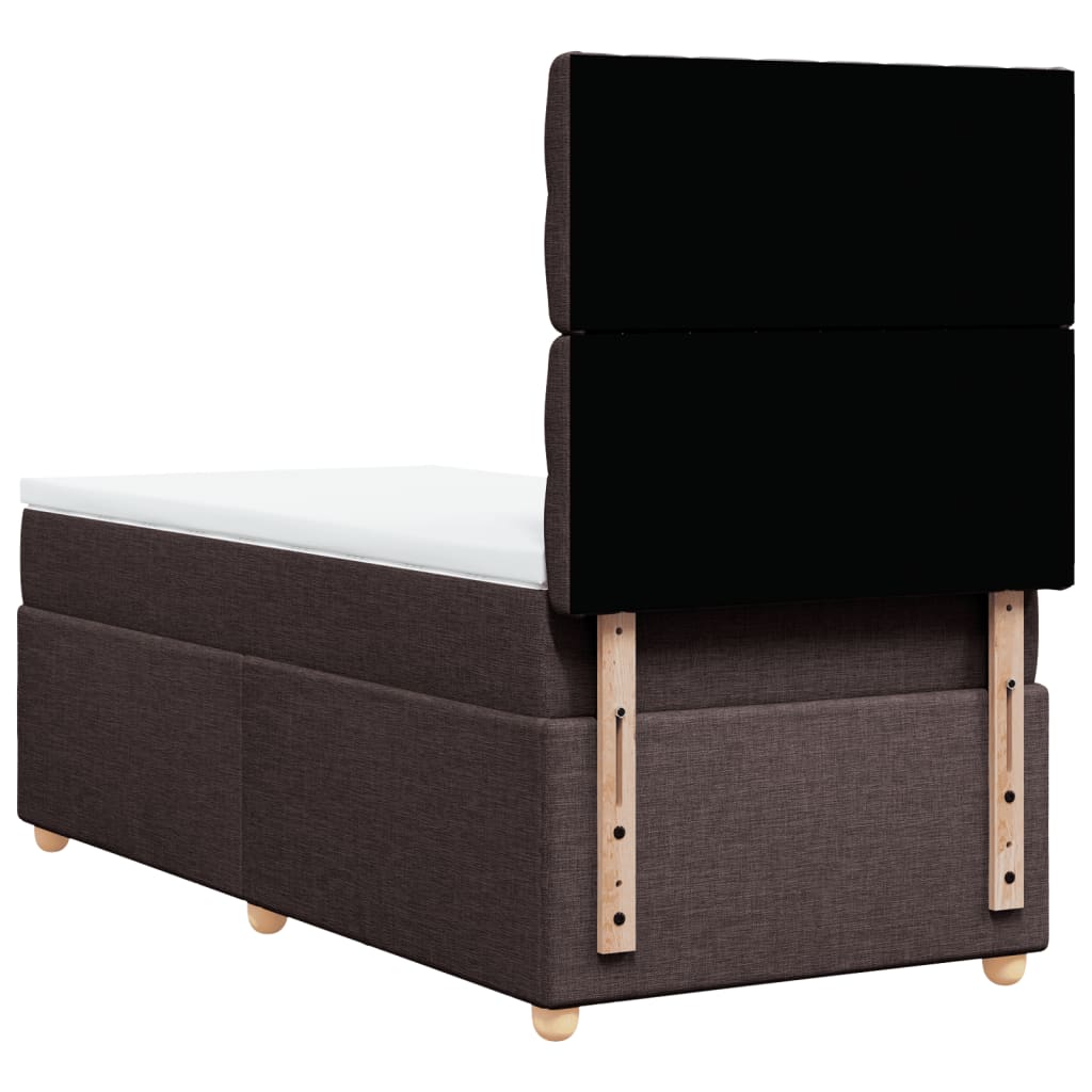 vidaXL Κρεβάτι Boxspring με Στρώμα Σκούρο Καφέ 100x200 εκ. Υφασμάτινο