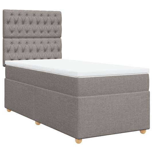 vidaXL Κρεβάτι Boxspring με Στρώμα Taupe 100 x 200 εκ. Υφασμάτινο