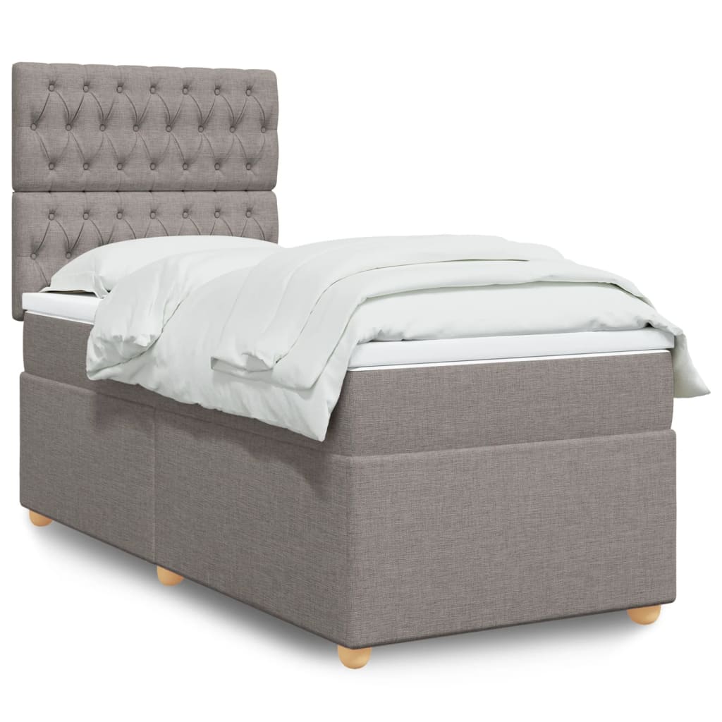 vidaXL Κρεβάτι Boxspring με Στρώμα Taupe 100 x 200 εκ. Υφασμάτινο