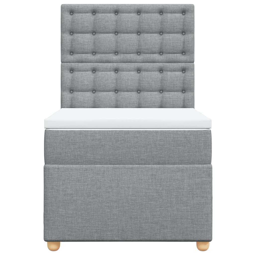 vidaXL Κρεβάτι Boxspring με Στρώμα Ανοιχτό Γκρι 100x200 εκ. Υφασμάτινο