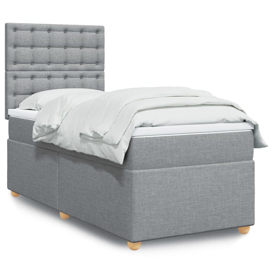 vidaXL Κρεβάτι Boxspring με Στρώμα Ανοιχτό Γκρι 100x200 εκ. Υφασμάτινο