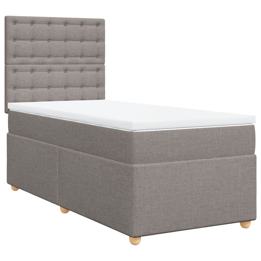 vidaXL Κρεβάτι Boxspring με Στρώμα Taupe 100 x 200 εκ. Υφασμάτινο