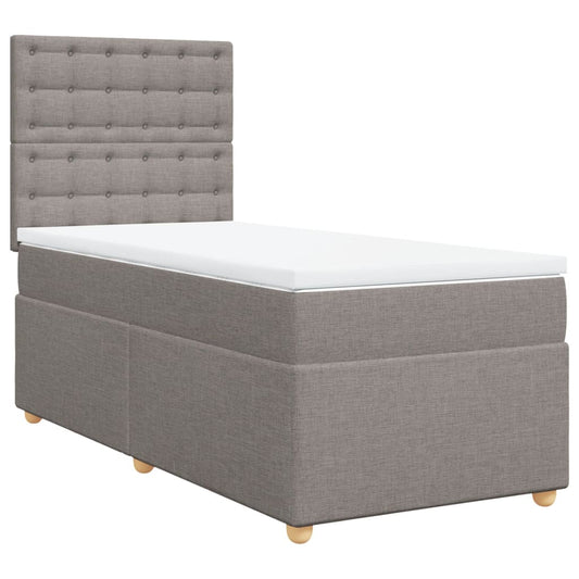 vidaXL Κρεβάτι Boxspring με Στρώμα Taupe 100 x 200 εκ. Υφασμάτινο