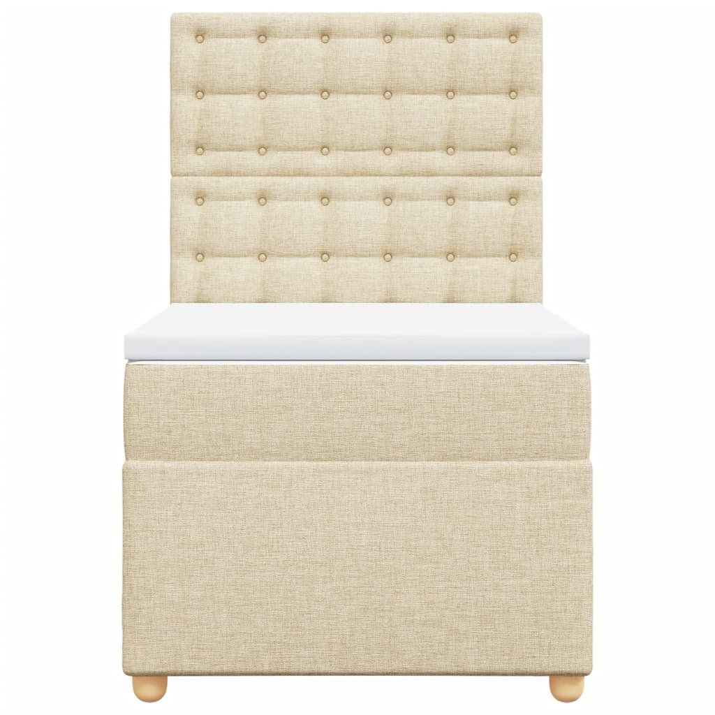 vidaXL Κρεβάτι Boxspring με Στρώμα Κρεμ 100 x 200 εκ. Υφασμάτινο