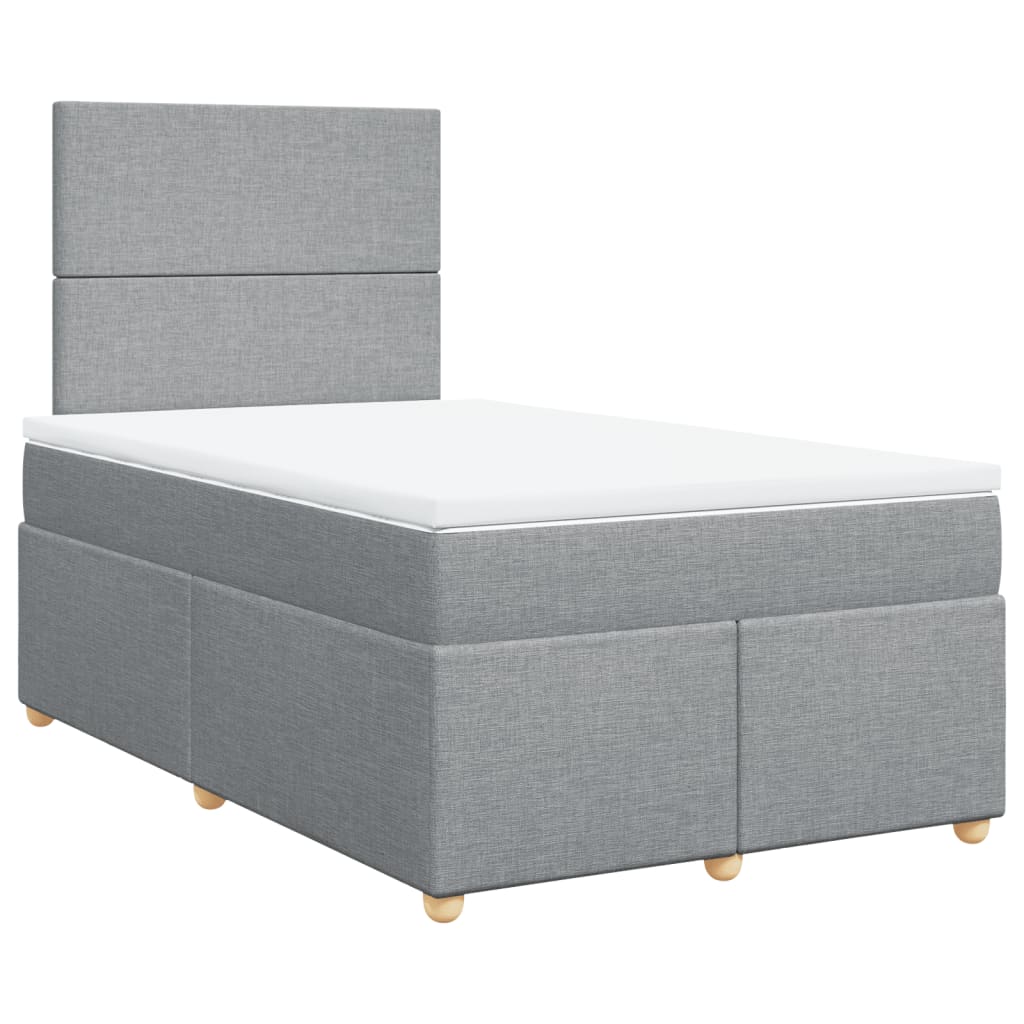 vidaXL Κρεβάτι Boxspring με Στρώμα Ανοιχτό Γκρι 120x190 εκ. Υφασμάτινο