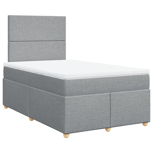 vidaXL Κρεβάτι Boxspring με Στρώμα Ανοιχτό Γκρι 120x190 εκ. Υφασμάτινο