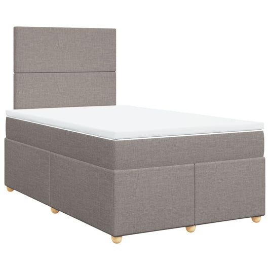 vidaXL Κρεβάτι Boxspring με Στρώμα Taupe 120x190 εκ. Υφασμάτινο