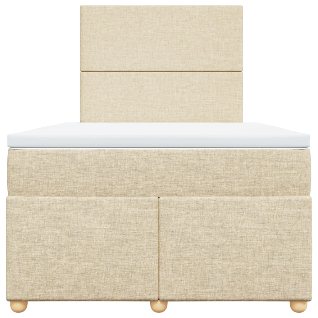 vidaXL Κρεβάτι Boxspring με Στρώμα Κρεμ 120x190 εκ. Υφασμάτινο