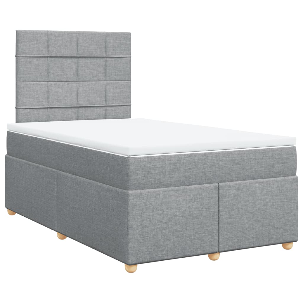 vidaXL Κρεβάτι Boxspring με Στρώμα Ανοιχτό Γκρι 120x190 εκ. Υφασμάτινο