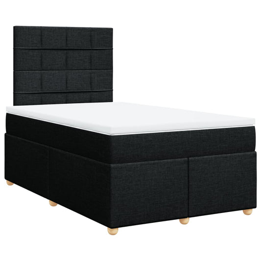 vidaXL Κρεβάτι Boxspring με Στρώμα Μαύρο 120x190 εκ. Υφασμάτινο