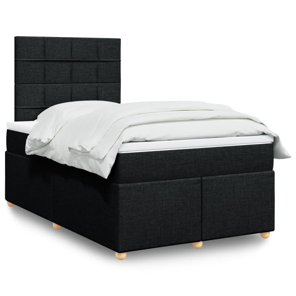 vidaXL Κρεβάτι Boxspring με Στρώμα Μαύρο 120x190 εκ. Υφασμάτινο