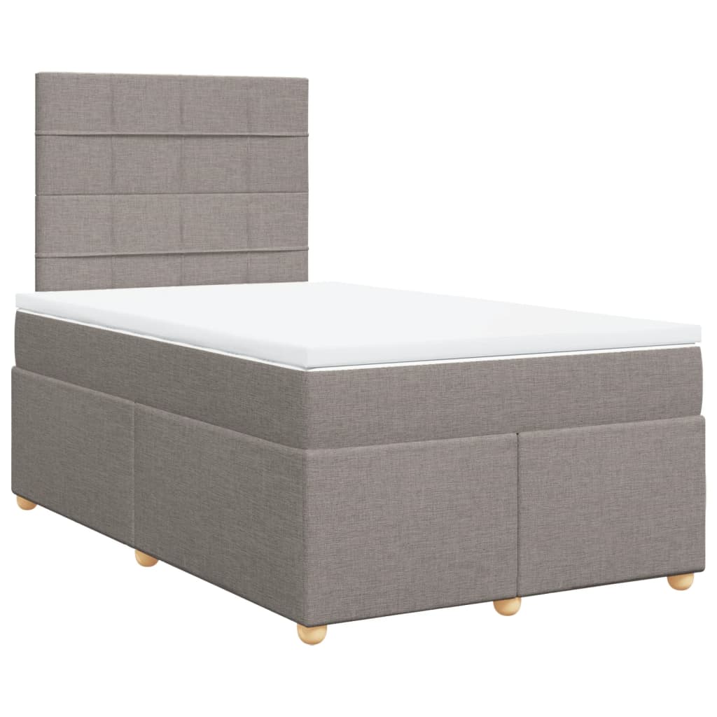 vidaXL Κρεβάτι Boxspring με Στρώμα Taupe 120x190 εκ. Υφασμάτινο