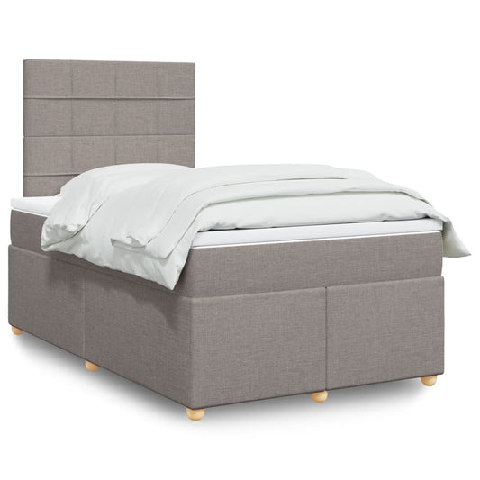 vidaXL Κρεβάτι Boxspring με Στρώμα Taupe 120x190 εκ. Υφασμάτινο