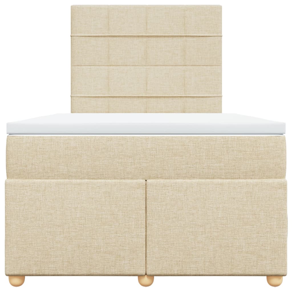vidaXL Κρεβάτι Boxspring με Στρώμα Κρεμ 120x190 εκ. Υφασμάτινο