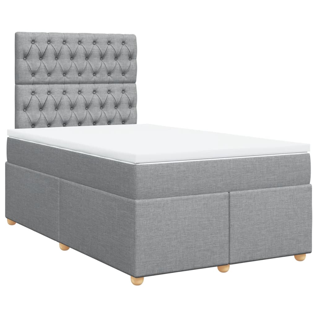 vidaXL Κρεβάτι Boxspring με Στρώμα Ανοιχτό Γκρι 120x190 εκ. Υφασμάτινο