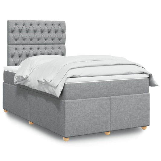 vidaXL Κρεβάτι Boxspring με Στρώμα Ανοιχτό Γκρι 120x190 εκ. Υφασμάτινο