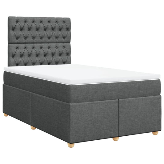 vidaXL Κρεβάτι Boxspring με Στρώμα Σκούρο Γκρι 120x190 εκ Υφασμάτινο