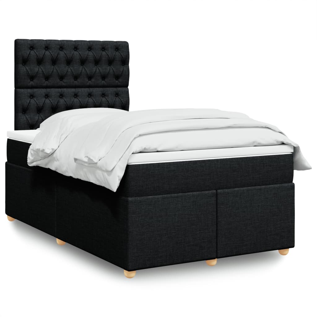 vidaXL Κρεβάτι Boxspring με Στρώμα Μαύρο 120x190 εκ. Υφασμάτινο
