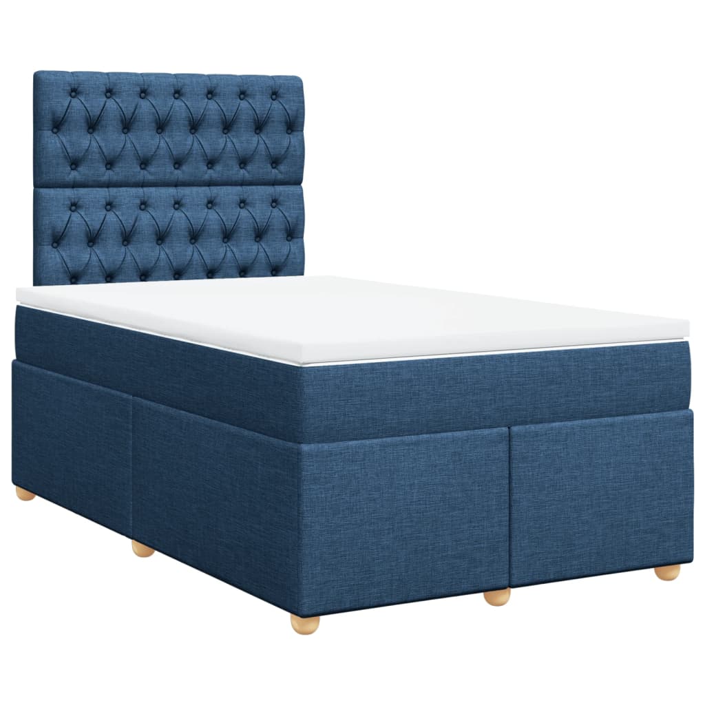 vidaXL Κρεβάτι Boxspring με Στρώμα Μπλε 120x190 εκ. Υφασμάτινο