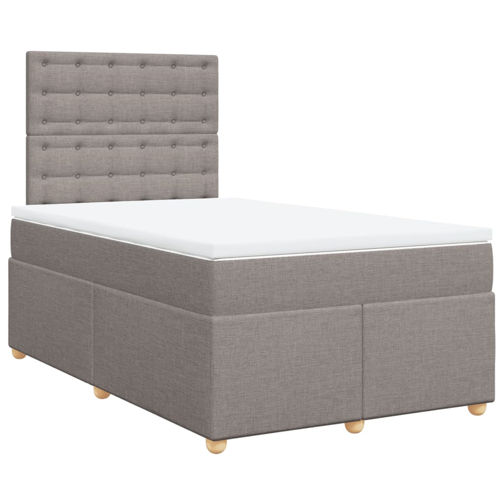 vidaXL Κρεβάτι Boxspring με Στρώμα Taupe 120x190 εκ. Υφασμάτινο