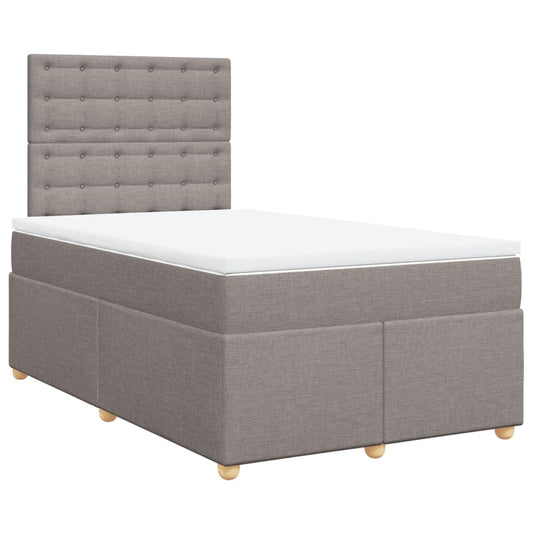 vidaXL Κρεβάτι Boxspring με Στρώμα Taupe 120x190 εκ. Υφασμάτινο
