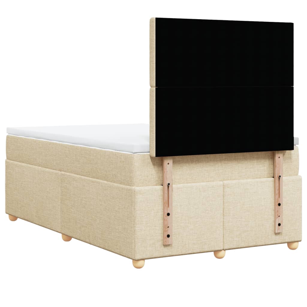vidaXL Κρεβάτι Boxspring με Στρώμα Κρεμ 120x190 εκ. Υφασμάτινο
