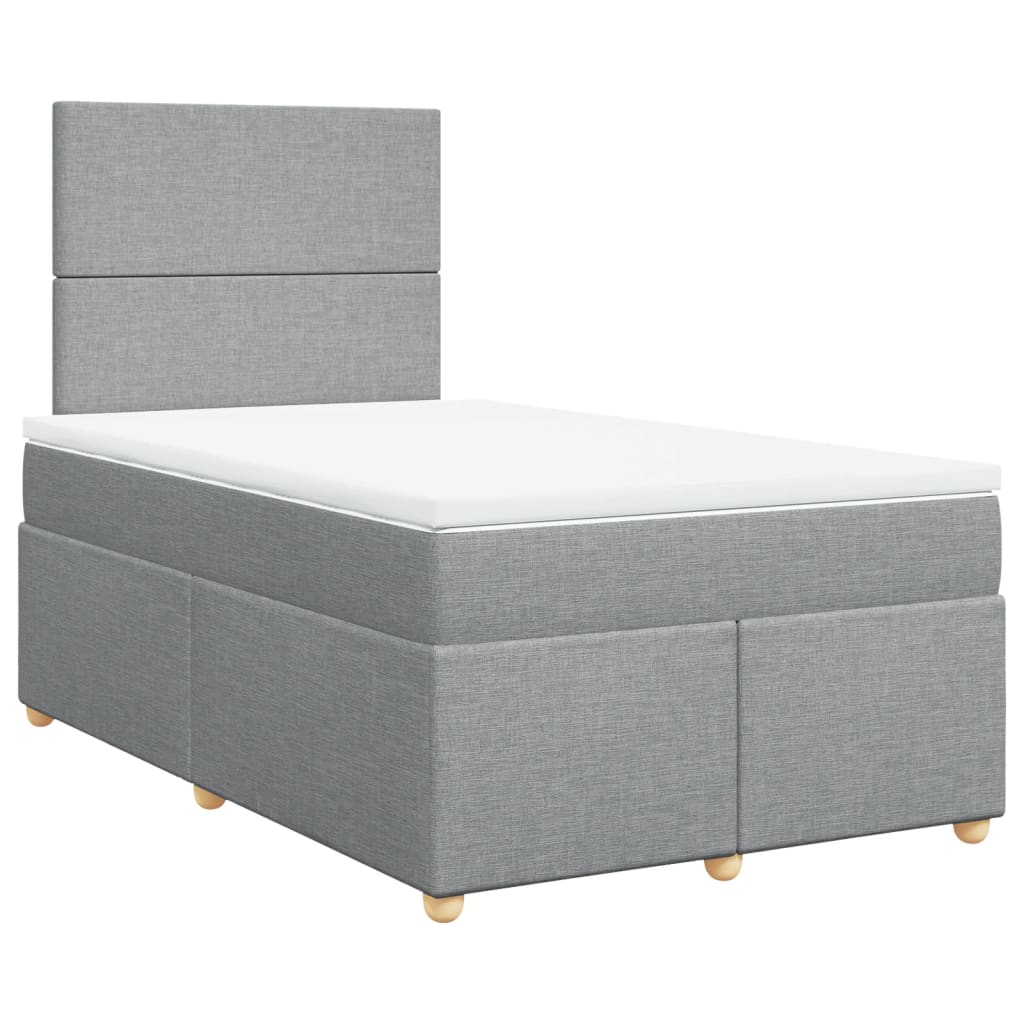 vidaXL Κρεβάτι Boxspring με Στρώμα Ανοιχτό Γκρι 120x200 εκ. Υφασμάτινο