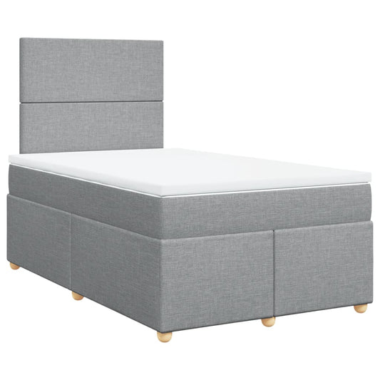 vidaXL Κρεβάτι Boxspring με Στρώμα Ανοιχτό Γκρι 120x200 εκ. Υφασμάτινο