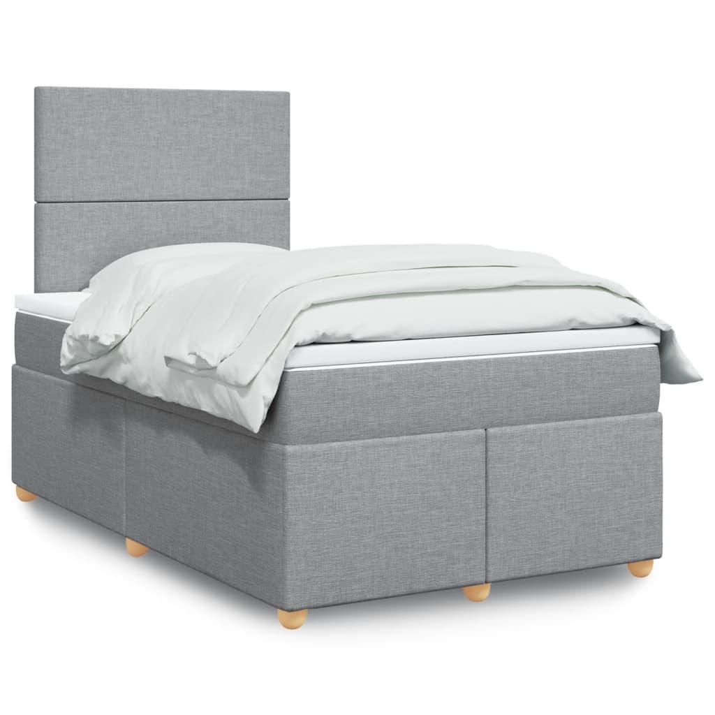 vidaXL Κρεβάτι Boxspring με Στρώμα Ανοιχτό Γκρι 120x200 εκ. Υφασμάτινο
