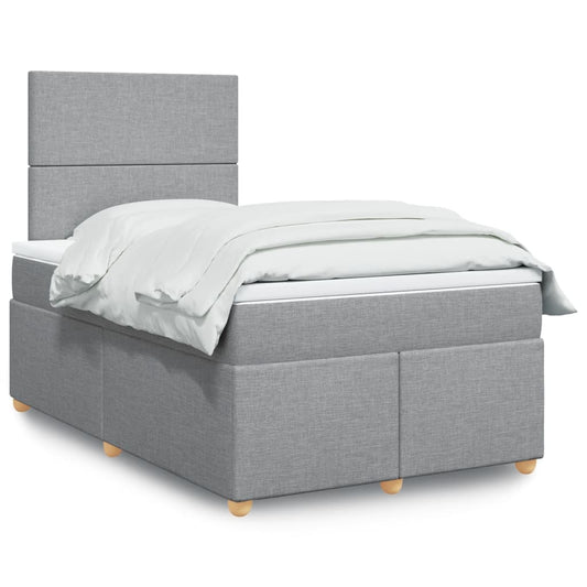 vidaXL Κρεβάτι Boxspring με Στρώμα Ανοιχτό Γκρι 120x200 εκ. Υφασμάτινο