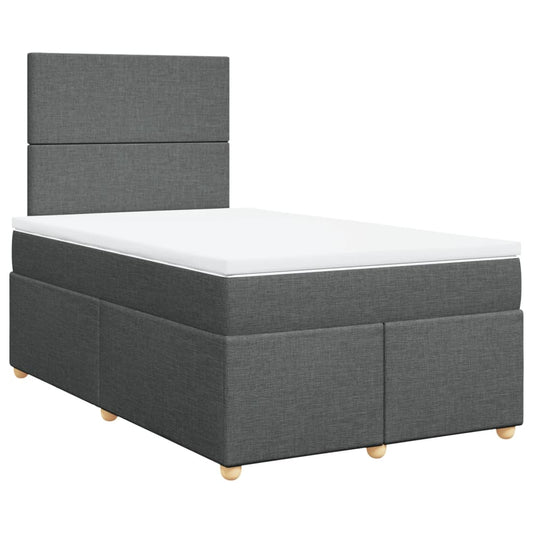 vidaXL Κρεβάτι Boxspring με Στρώμα Σκούρο Γκρι 120x200 εκ. Υφασμάτινο