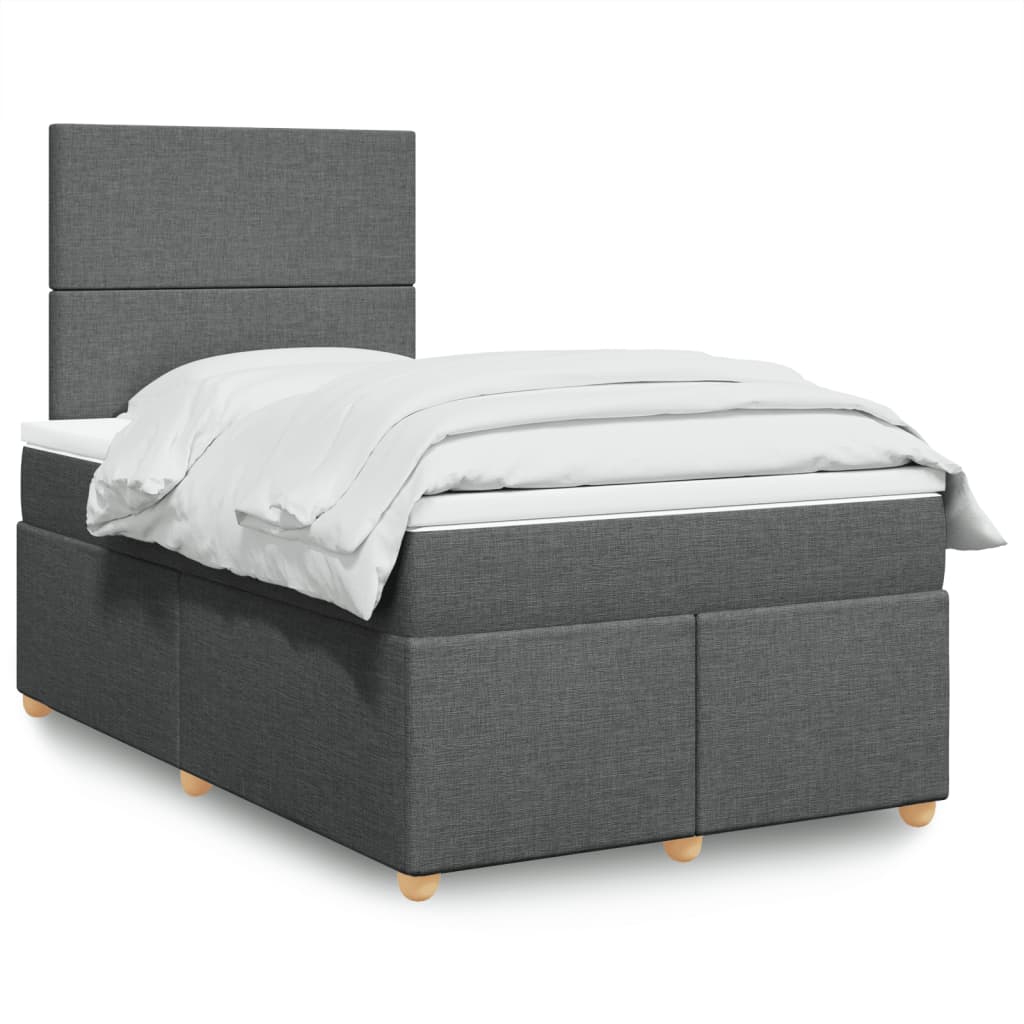 vidaXL Κρεβάτι Boxspring με Στρώμα Σκούρο Γκρι 120x200 εκ. Υφασμάτινο