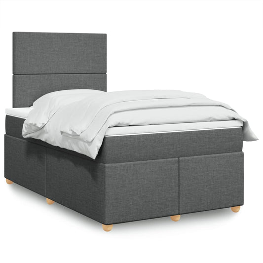 vidaXL Κρεβάτι Boxspring με Στρώμα Σκούρο Γκρι 120x200 εκ. Υφασμάτινο