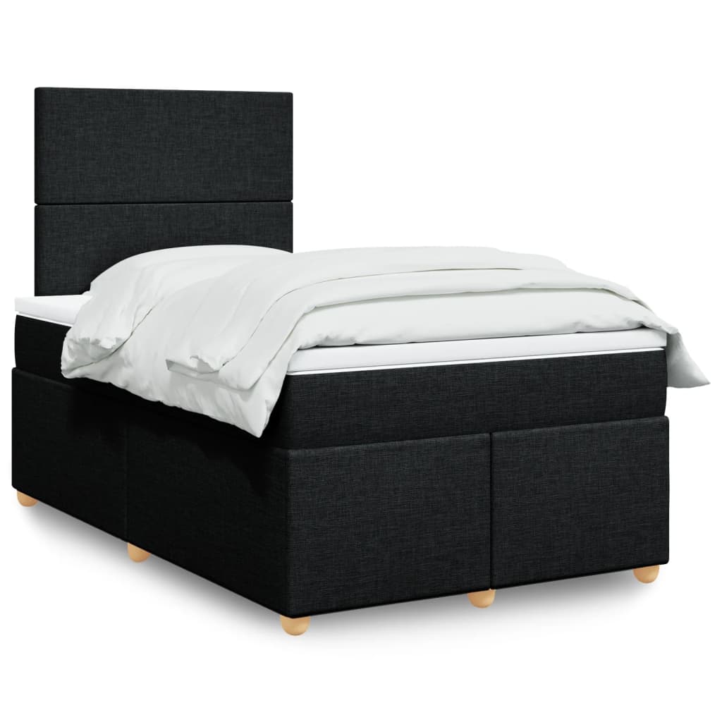 vidaXL Κρεβάτι Boxspring με Στρώμα Μαύρο 120x200 εκ. Υφασμάτινο
