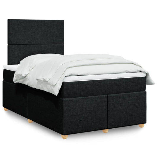 vidaXL Κρεβάτι Boxspring με Στρώμα Μαύρο 120x200 εκ. Υφασμάτινο