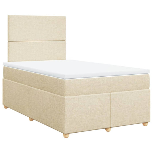 vidaXL Κρεβάτι Boxspring με Στρώμα Κρεμ 120x200 εκ. Υφασμάτινο