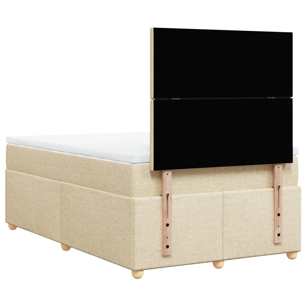 vidaXL Κρεβάτι Boxspring με Στρώμα Κρεμ 120x200 εκ. Υφασμάτινο